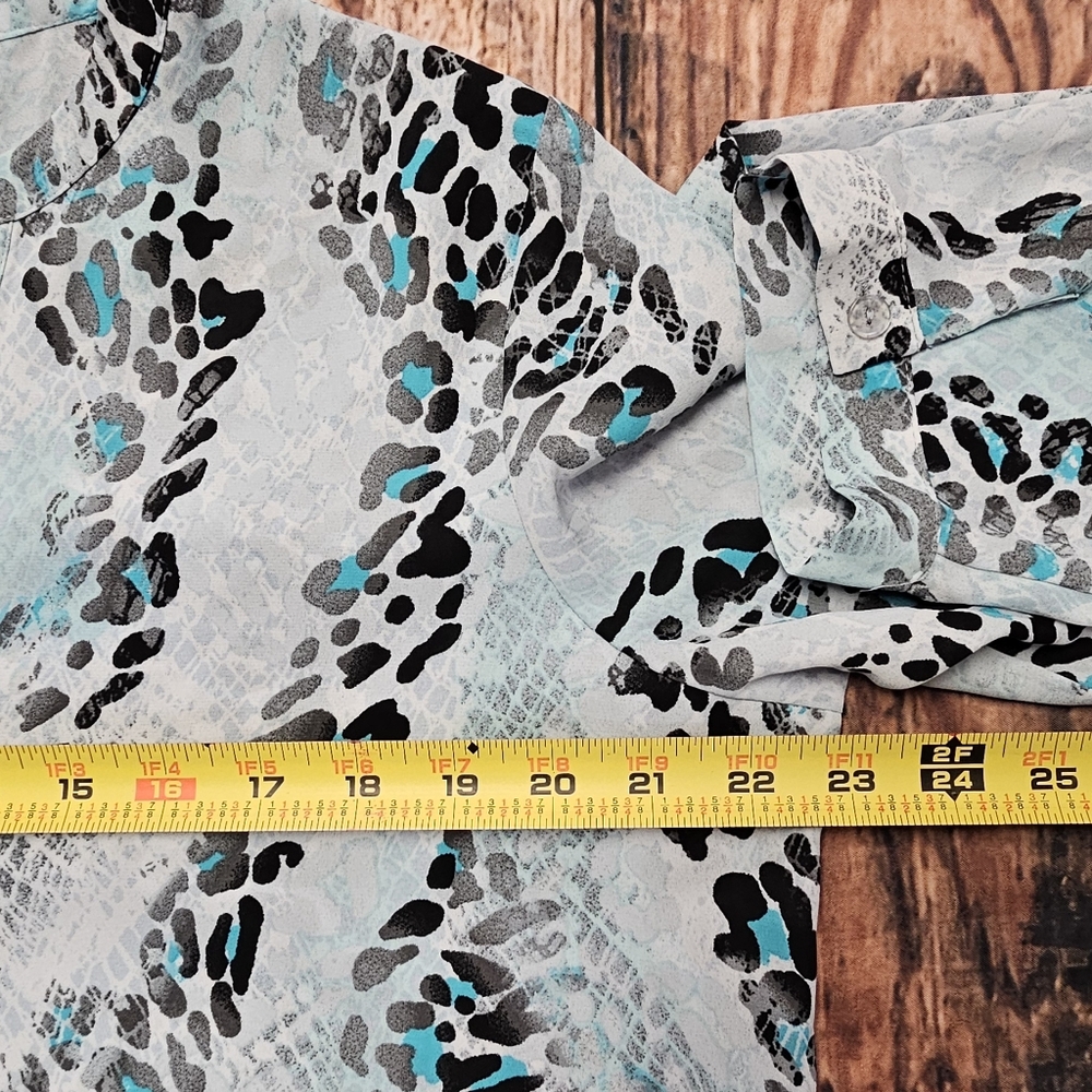 Zac & Rachel Tunic Top Animal Print 3/4 Sleeve Layered Hem Women's Size Large - Picture 10 of 10